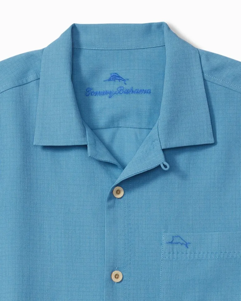 New Tommy Bahama Coastal Breeze Check IslandZone® Camp Shirt Vacation Blue