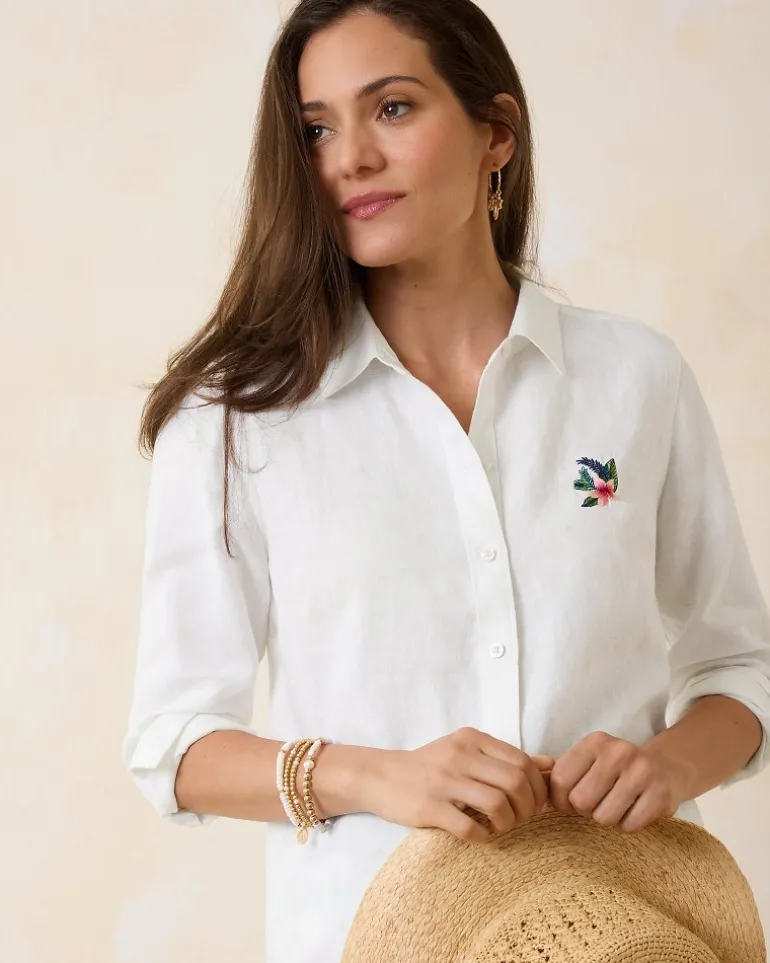 Shop Tommy Bahama Coastalina Coastal Palms Linen Shirt White