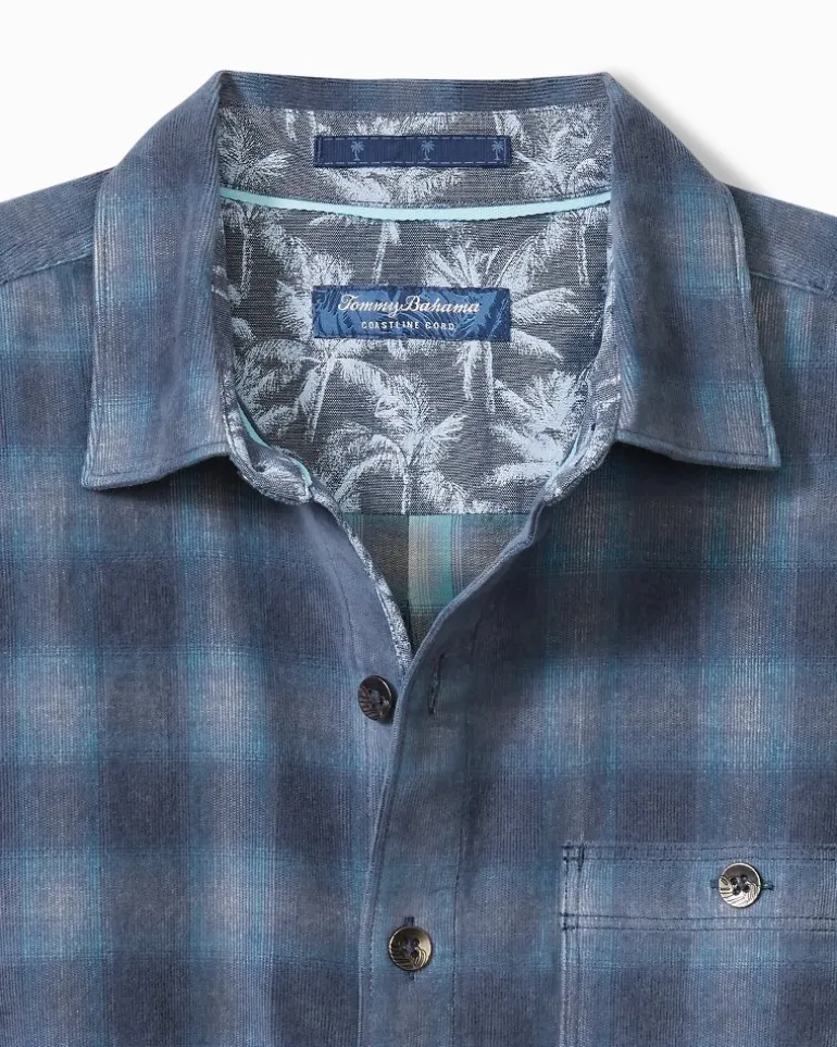 Clearance Tommy Bahama Coastline Cord Stretch Ombré Check Shirt Dockside Blue