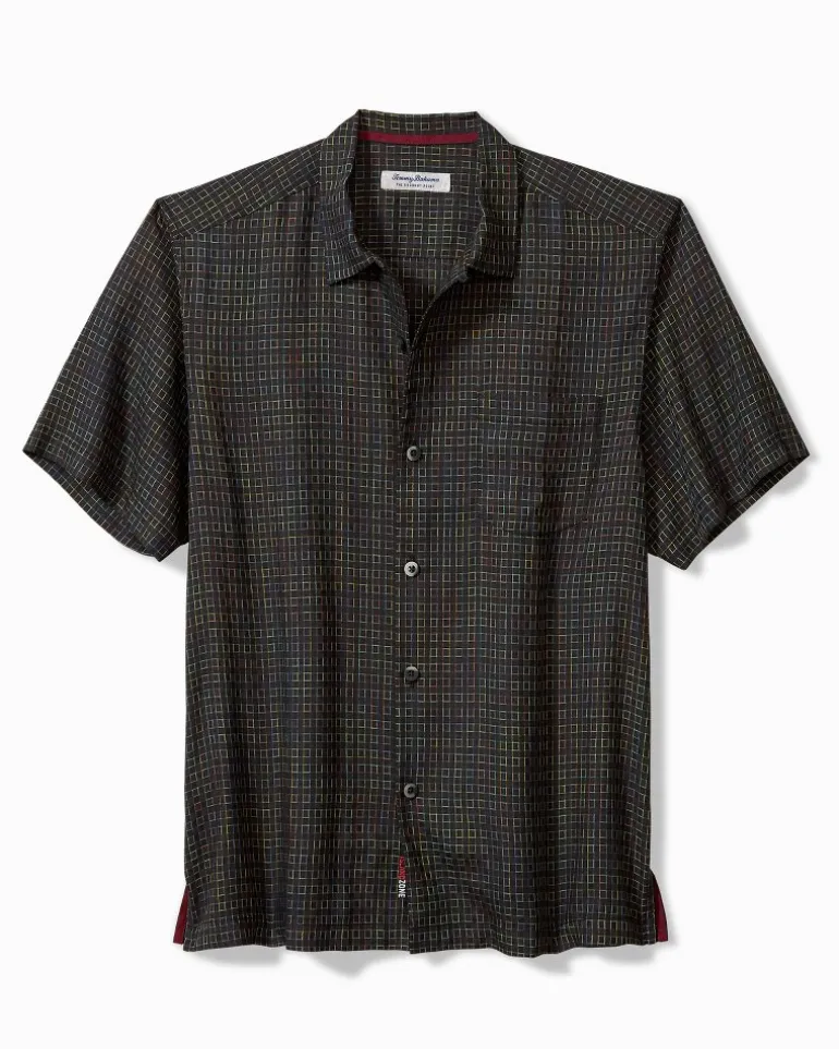 Flash Sale Tommy Bahama Coconut Point Prismatic Check IslandZone® Camp Shirt Black