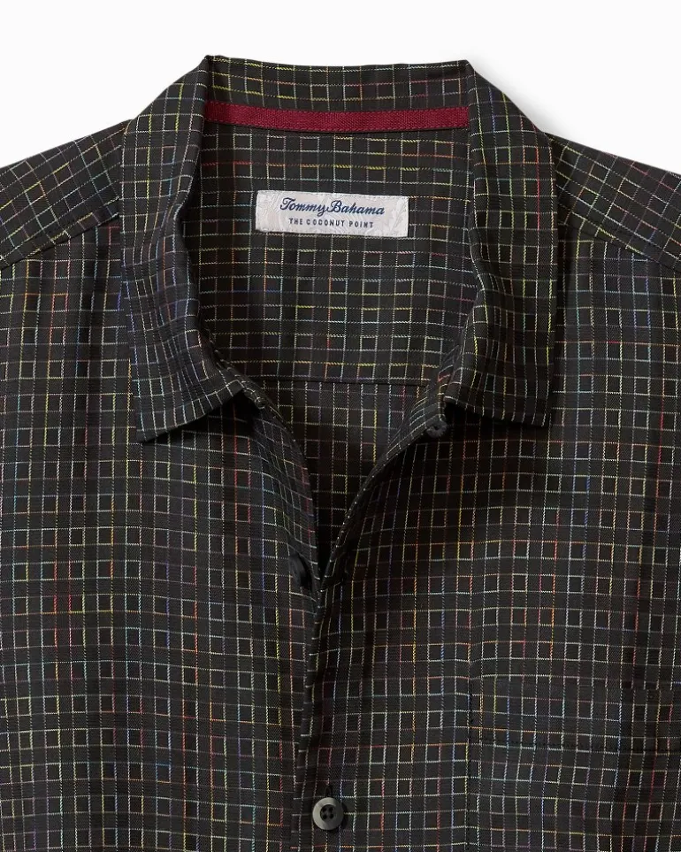 Flash Sale Tommy Bahama Coconut Point Prismatic Check IslandZone® Camp Shirt Black