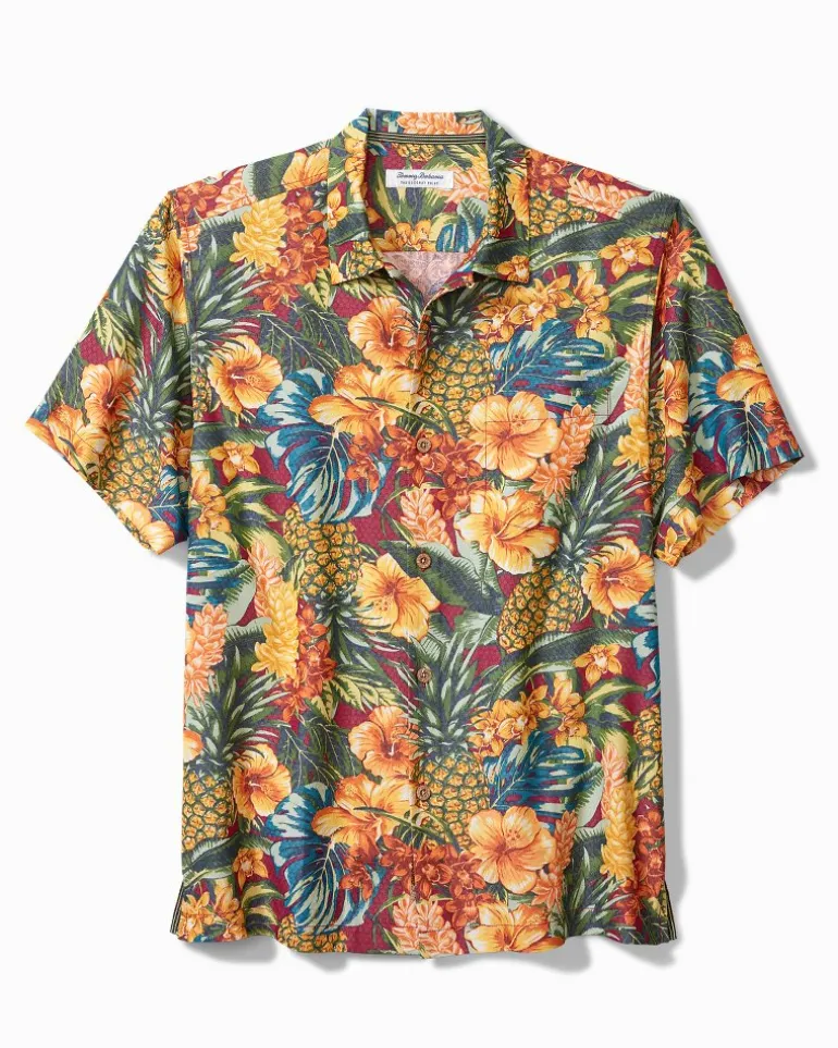 Discount Tommy Bahama Coconut Point Sunset Canopy IslandZone® Camp Shirt Dark Sangria