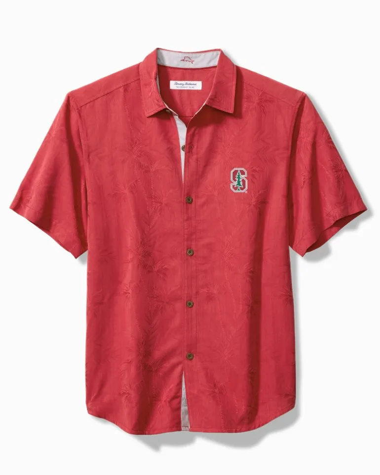 Cheap Tommy Bahama Collegiate Coconut Point Palm Vista IslandZone® Camp Shirt Stanford
