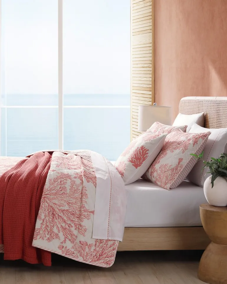 Cheap Tommy Bahama Coral Garden Reversible 2-Piece Twin Quilt Set Orange