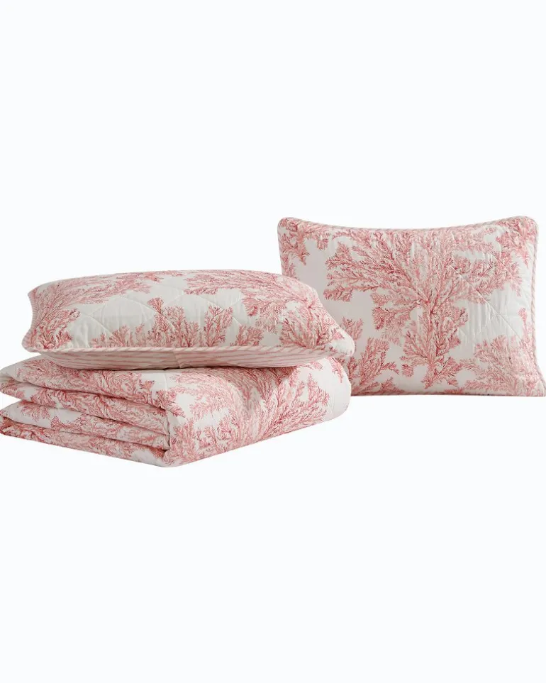 Cheap Tommy Bahama Coral Garden Reversible 2-Piece Twin Quilt Set Orange