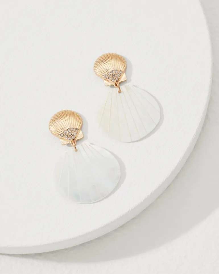 Clearance Tommy Bahama Coral Isles Mother of Pearl & Shell Statement Drop Earrings Gold