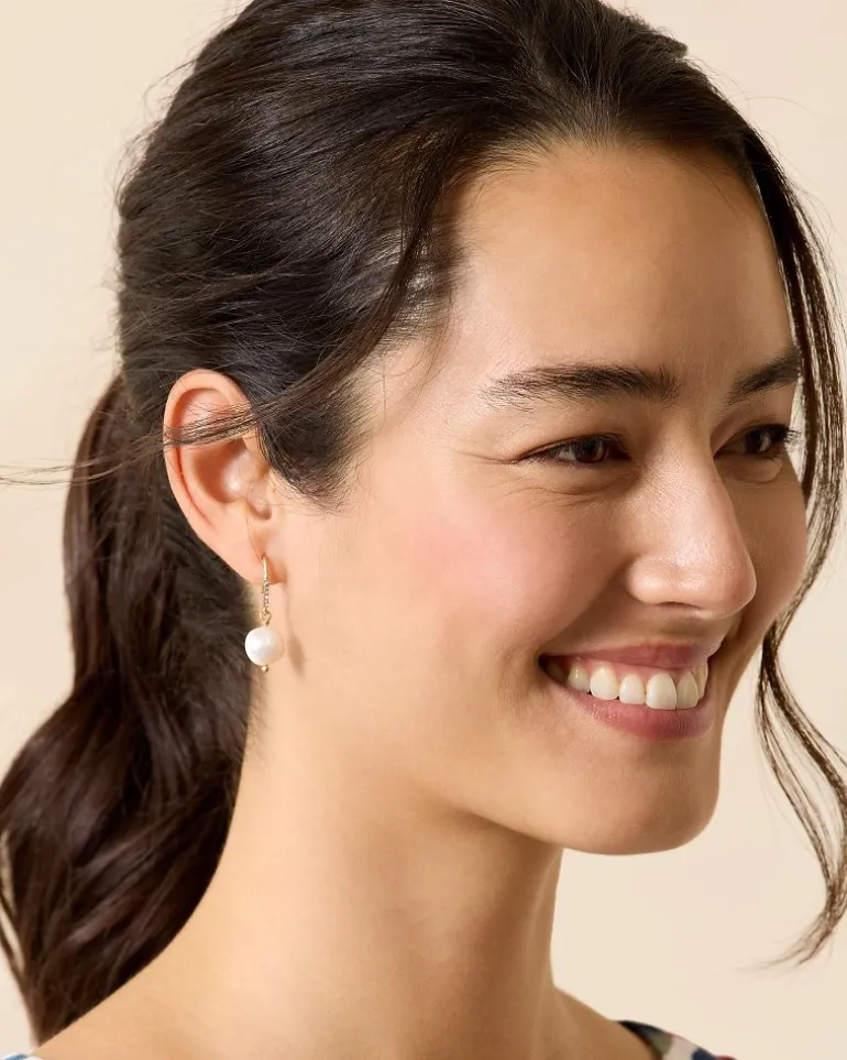 New Tommy Bahama Coral Isles Drop Earrings Pearl