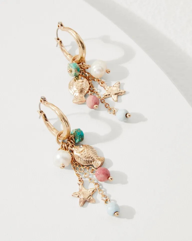 Clearance Tommy Bahama Coral Isles Sealife Charm Drop Earrings Gold