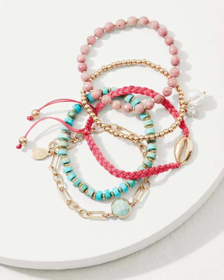 Discount Tommy Bahama Coral Isles Semi-Precious Stone & Pearl Bracelet Set Multicolor