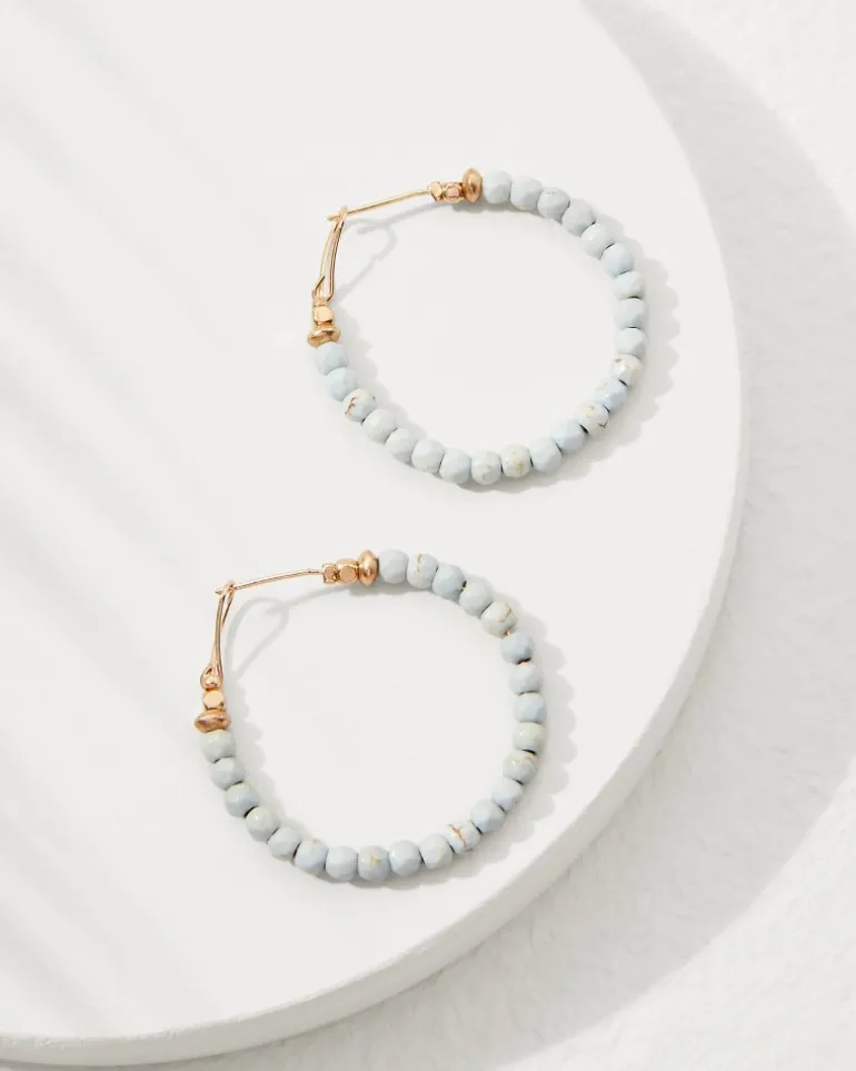 Hot Tommy Bahama Coral Isles Turquoise Bead Hoop Earrings Gold