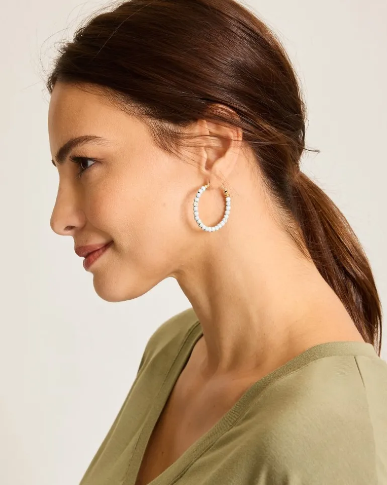 Hot Tommy Bahama Coral Isles Turquoise Bead Hoop Earrings Gold