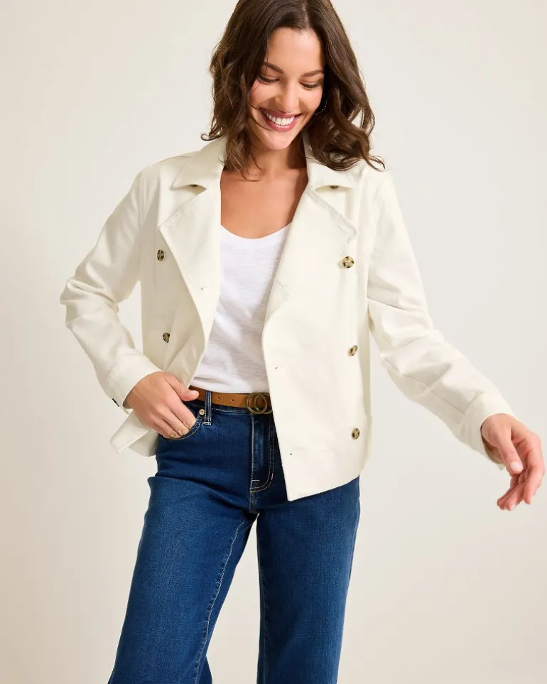 Shop Tommy Bahama Cotton Twill Cropped Peacoat White