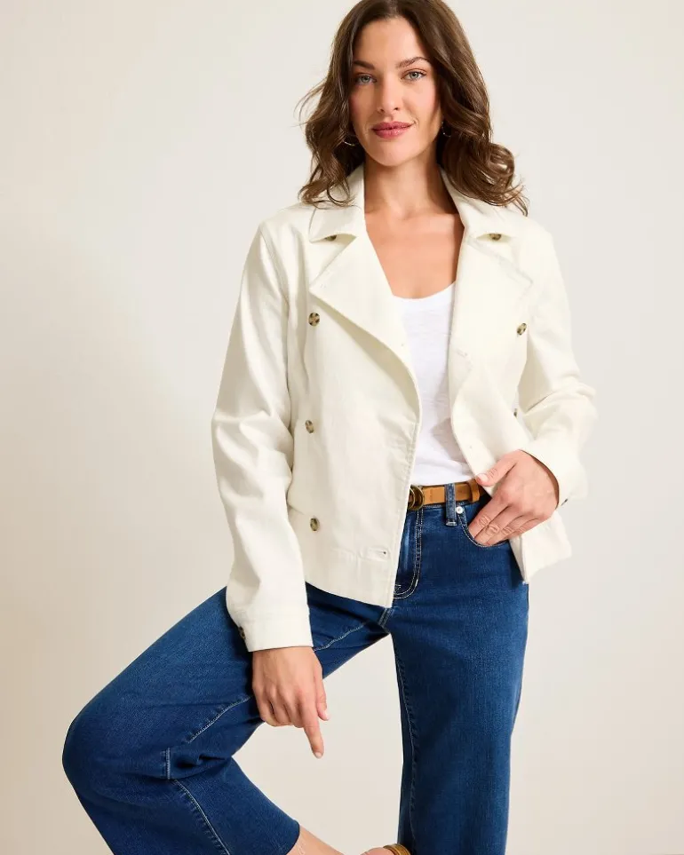 Shop Tommy Bahama Cotton Twill Cropped Peacoat White