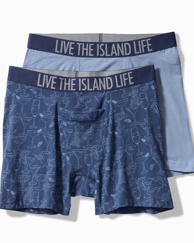 Flash Sale Tommy Bahama Cotton-Modal Boxer Briefs - 2-Pack Dark Denim