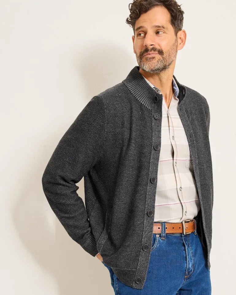 Online Tommy Bahama Crescent Shore IslandZone® Button-Mock Cardigan Charcoal