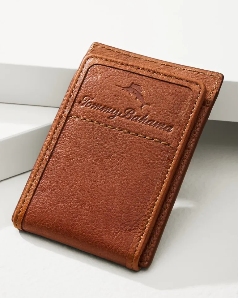 Clearance Tommy Bahama Crunch Wide Magnetic Wallet Tan