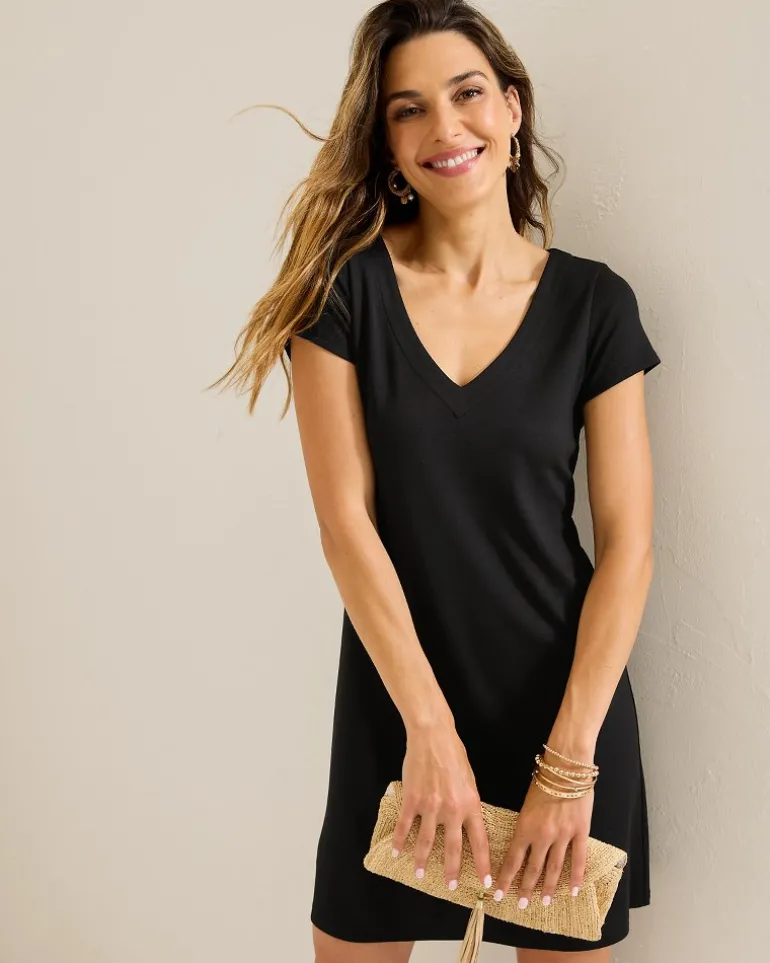 Discount Tommy Bahama Darcy V-Neck Short Dress Black