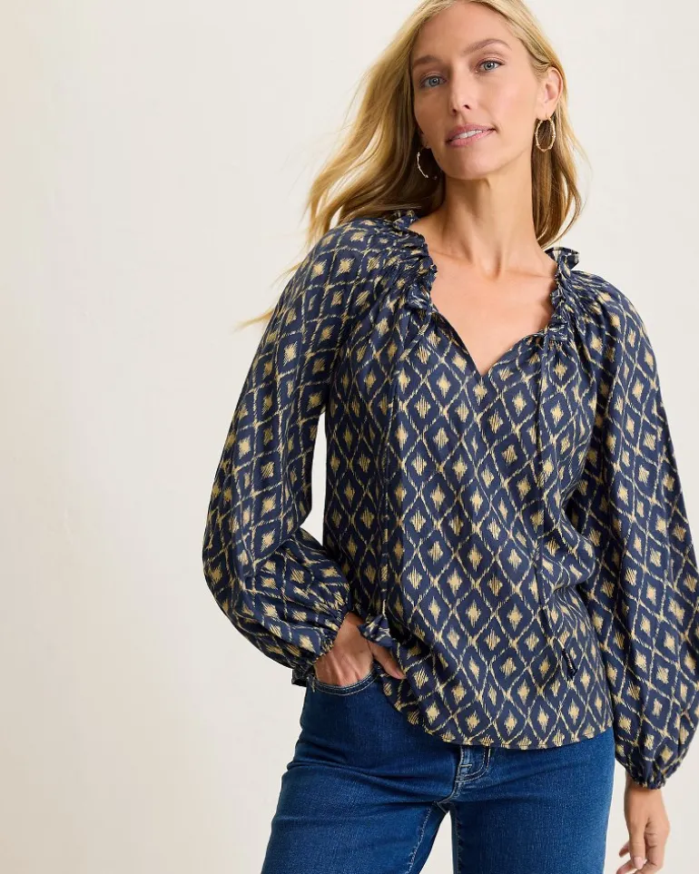 Hot Tommy Bahama Diamond Cay Smocked Peasant Top Coastline