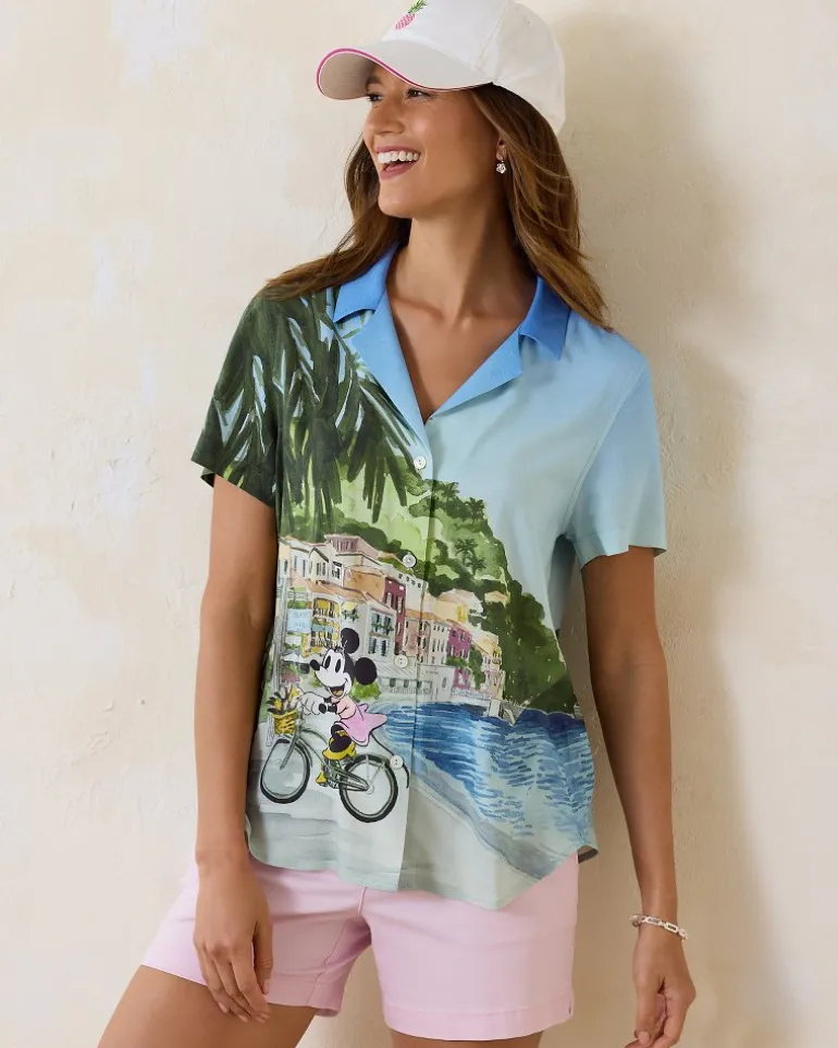 Cheap Tommy Bahama Disney Coastal Cruisin' Silk Camp Shirt Palace Blue