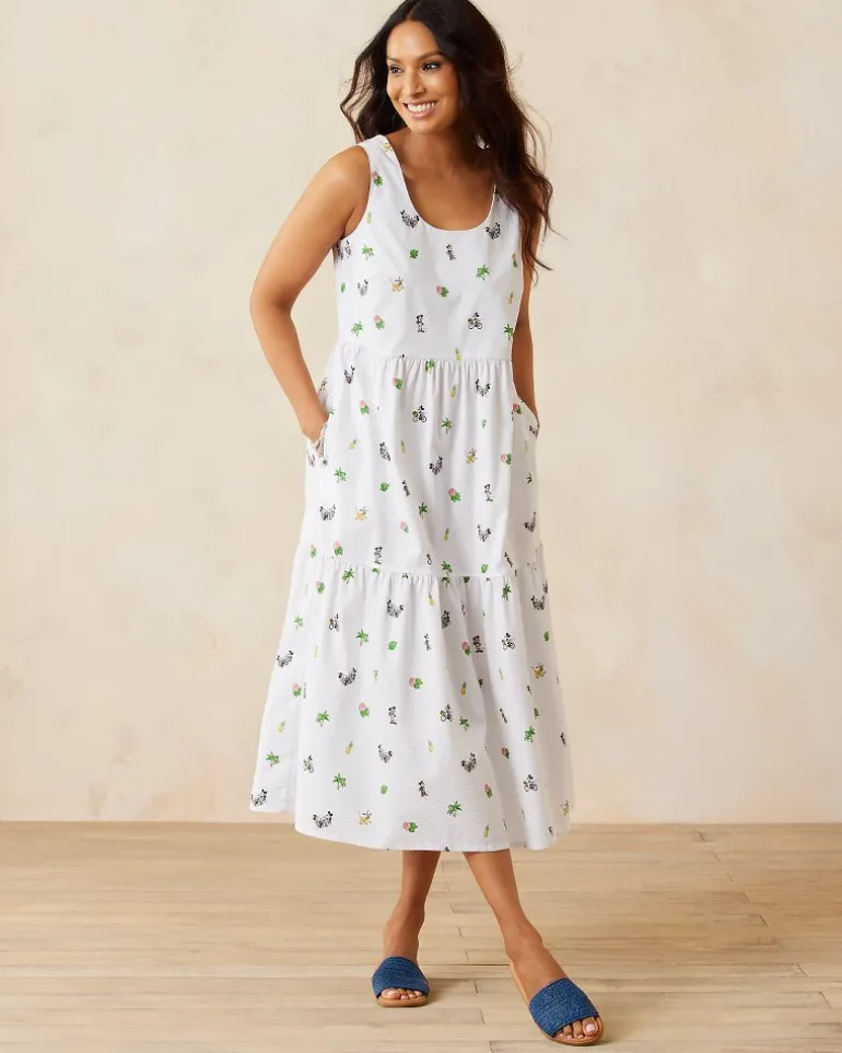 Sale Tommy Bahama Disney Nova Wave Beach Cruiser Midi Dress White