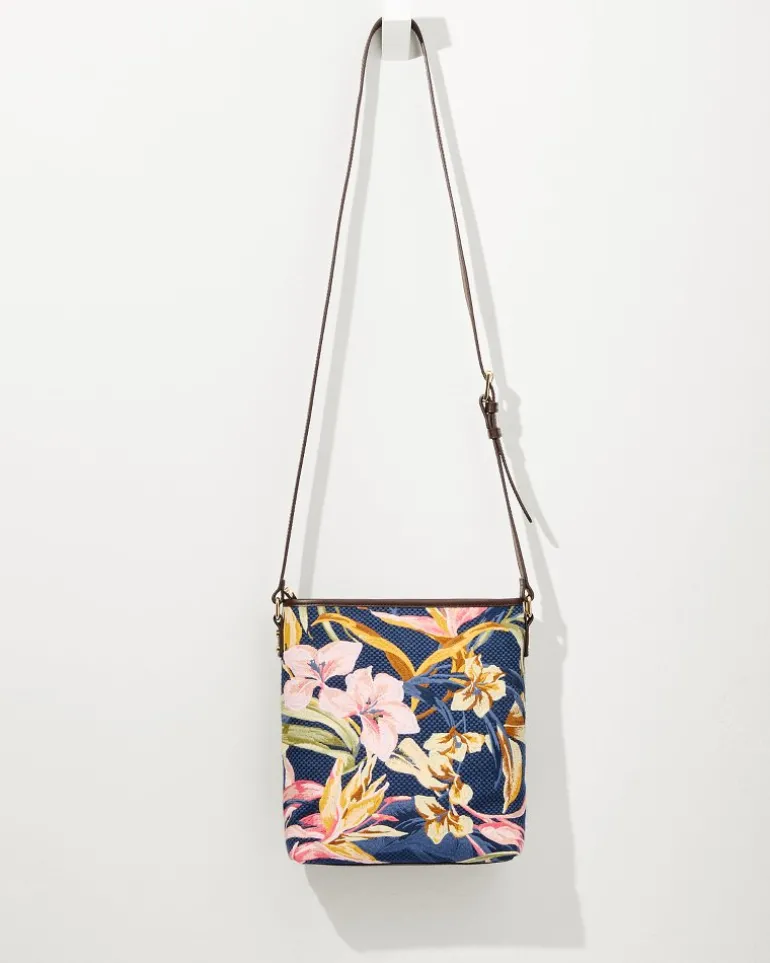 Store Tommy Bahama Embroidered Crossbody Multi Floral Navy