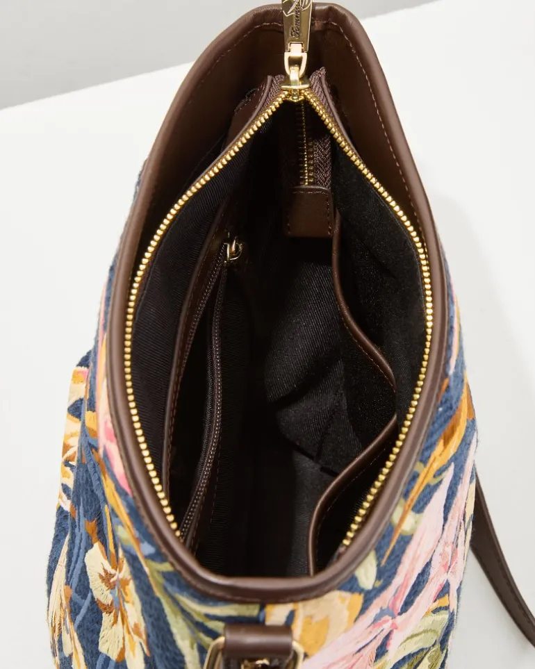 Store Tommy Bahama Embroidered Crossbody Multi Floral Navy