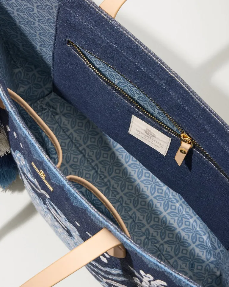 Flash Sale Tommy Bahama Embroidered Fiesta Crab Tote Blue