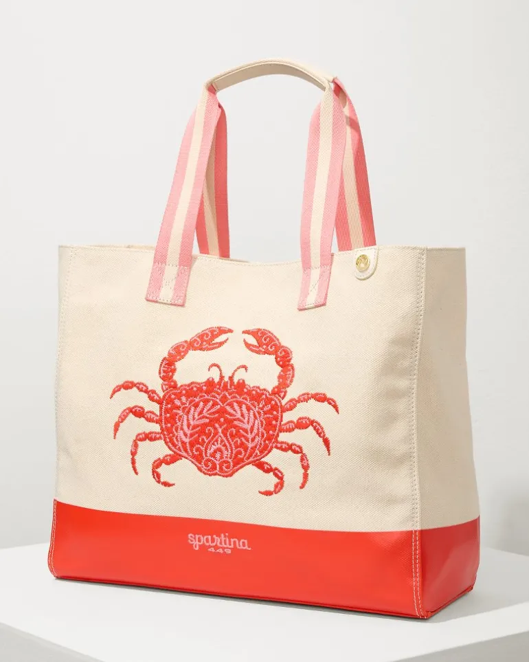 Hot Tommy Bahama Embroidered Beach Tote Red Crab