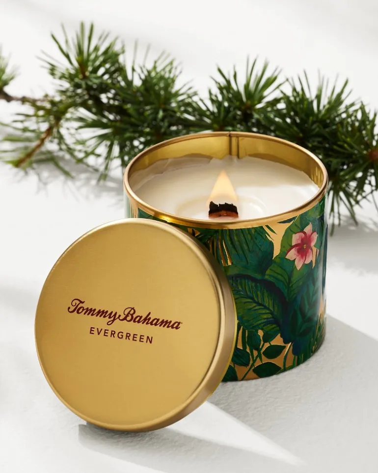 Shop Tommy Bahama 10.6-oz. Floral Embossed Candle Tin Evergreen