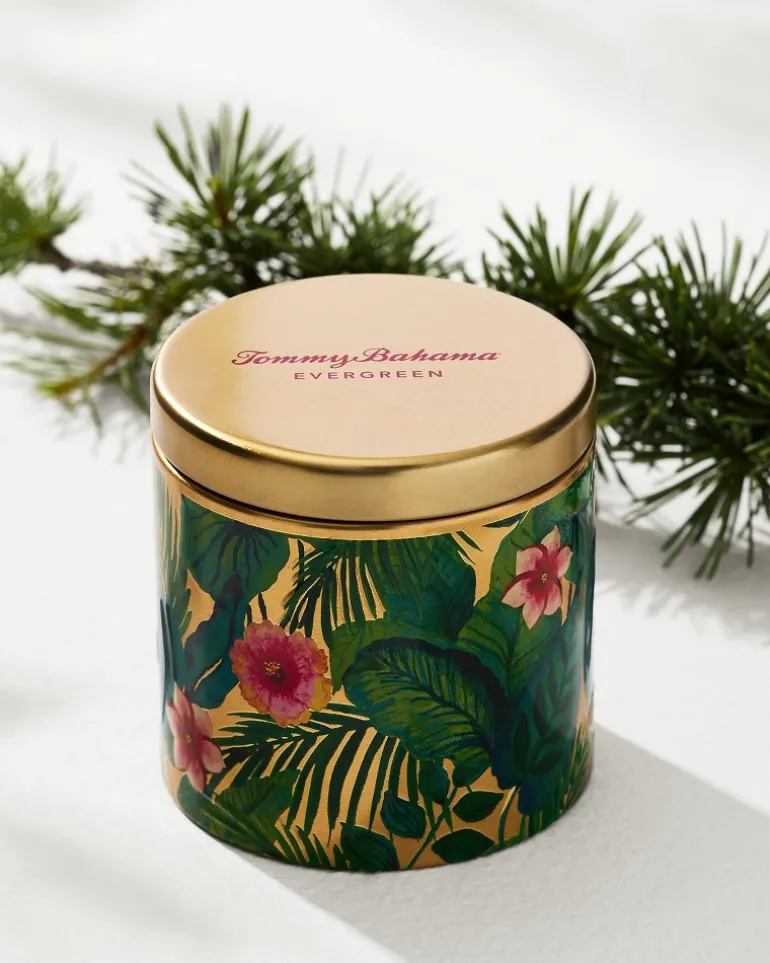 Shop Tommy Bahama 10.6-oz. Floral Embossed Candle Tin Evergreen