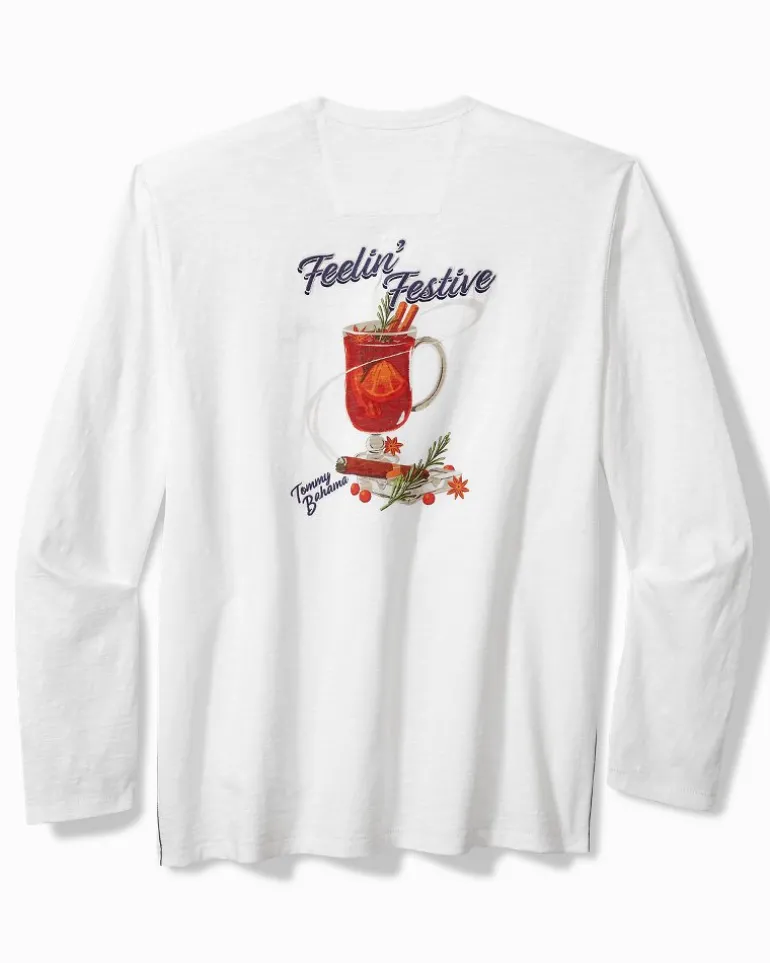 Hot Tommy Bahama Feelin' Festive Long-Sleeve Lux T-Shirt White