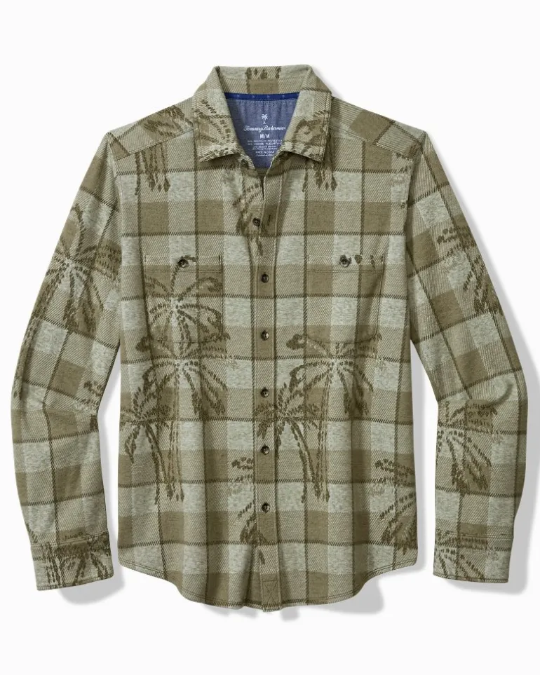 Cheap Tommy Bahama Fireside Palm Springs Stretch Flannel Shirt Tea Leaf