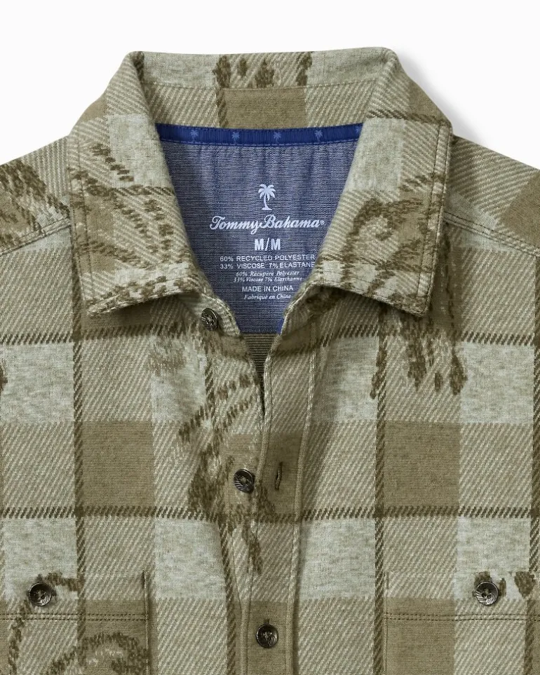 Cheap Tommy Bahama Fireside Palm Springs Stretch Flannel Shirt Tea Leaf
