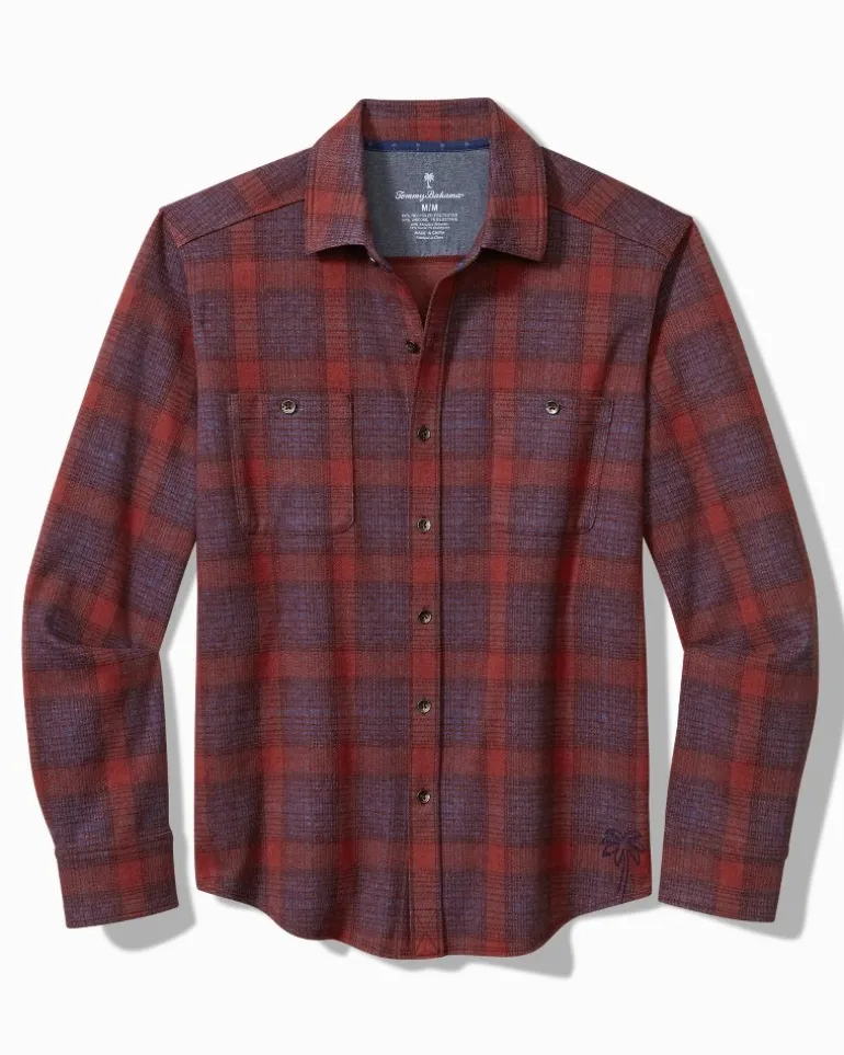 Best Sale Tommy Bahama Fireside San Miguel Stretch Flannel Shirt Rhododendron