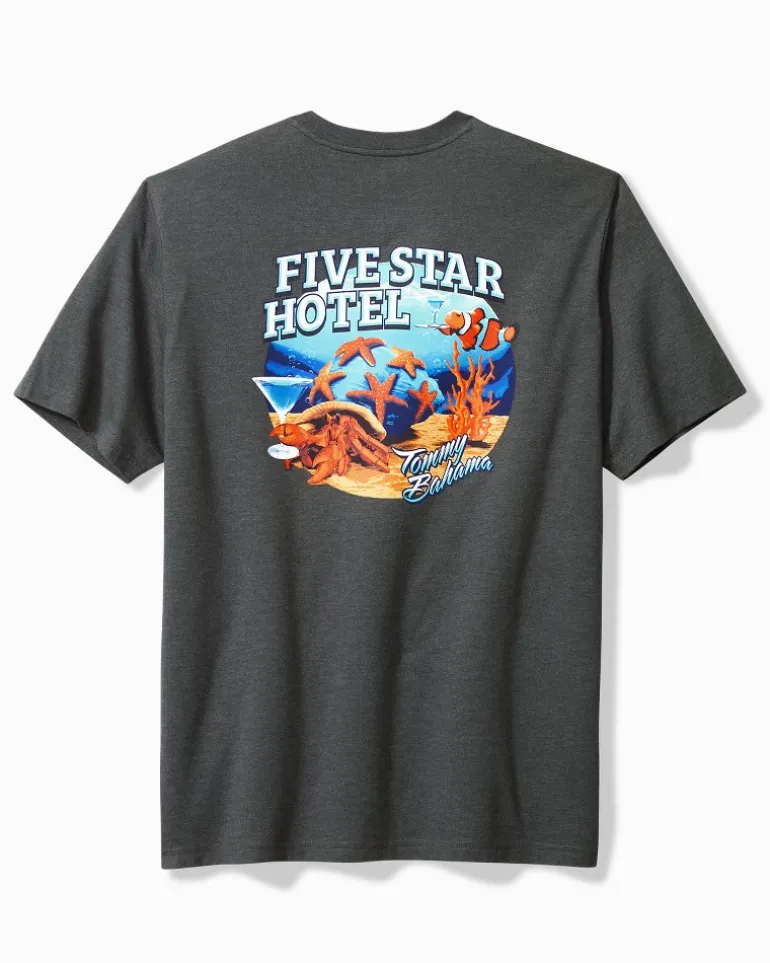 New Tommy Bahama Five Star Hotel Graphic T-Shirt Coal Heather