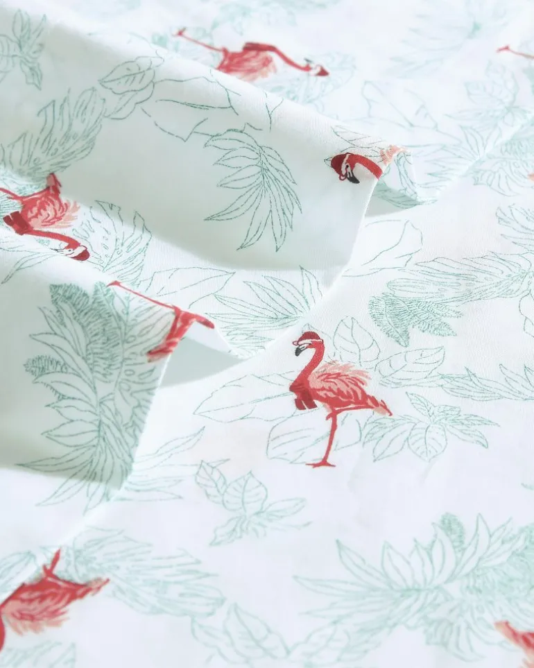 Fashion Tommy Bahama Flamingo Santa 4-Piece Queen Sheet Set Red/Green