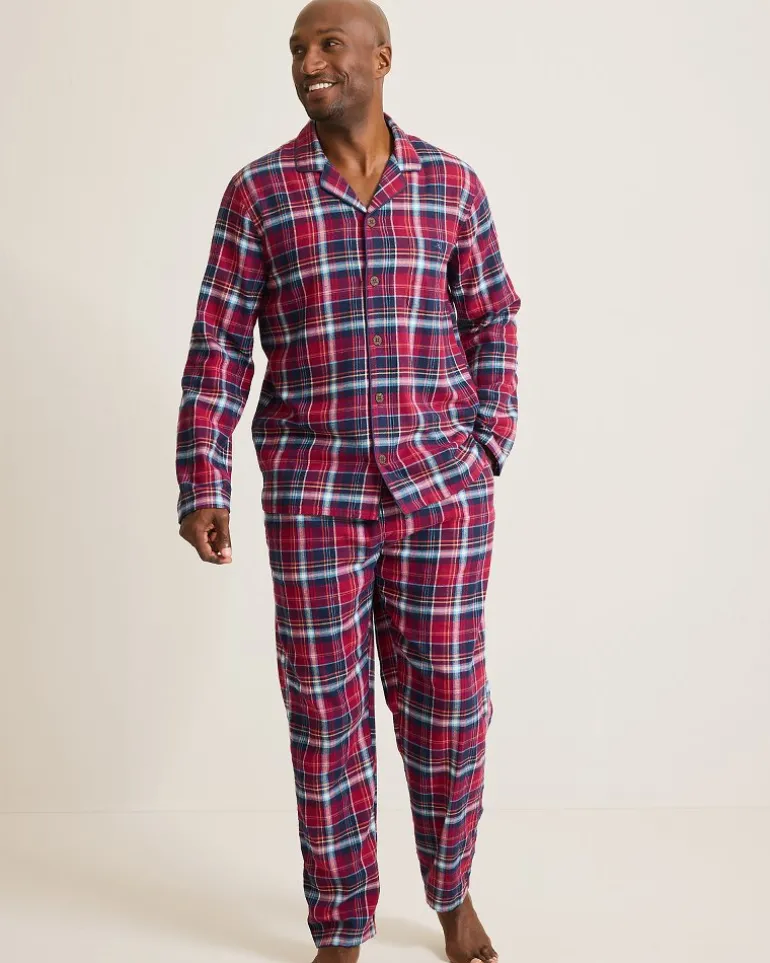 Outlet Tommy Bahama Flannel Long Sleeve & Pants Pajama Set Beet Red