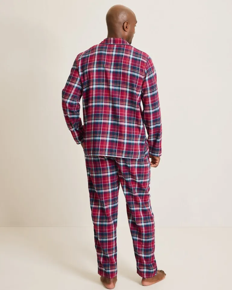 Outlet Tommy Bahama Flannel Long Sleeve & Pants Pajama Set Beet Red