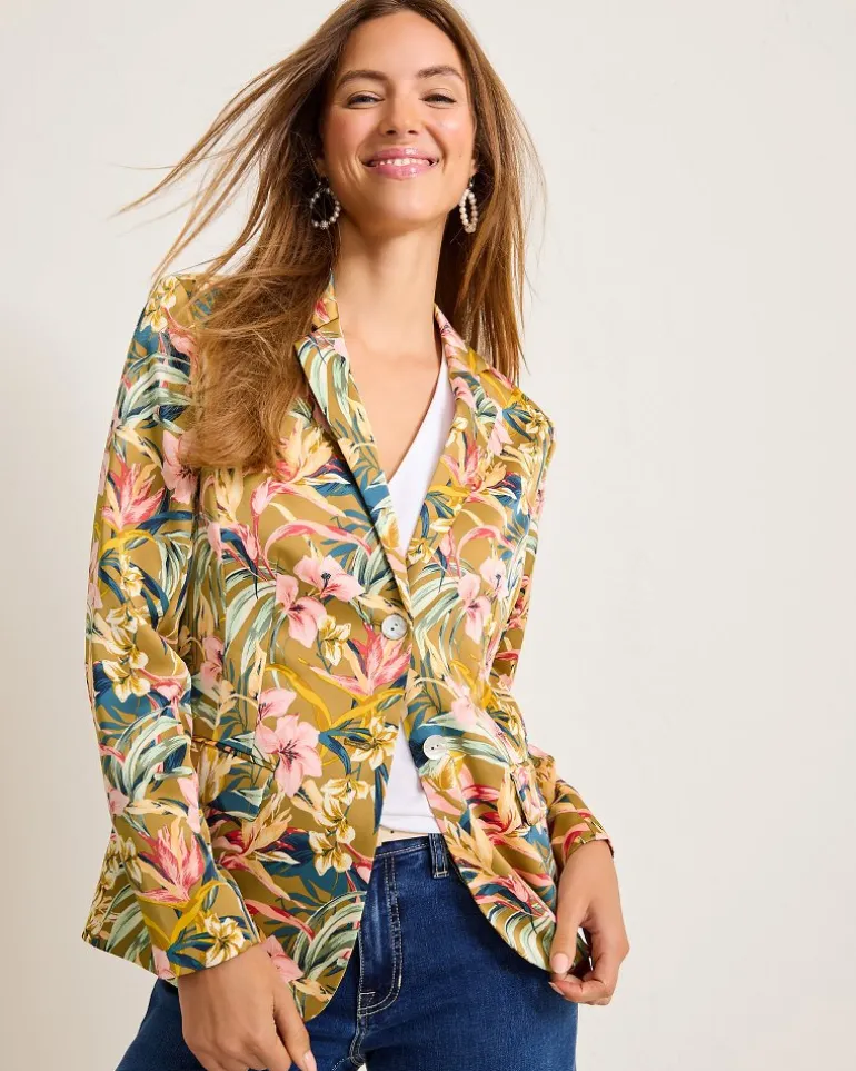 Store Tommy Bahama Flora Amora Satin Blazer Greek Olive