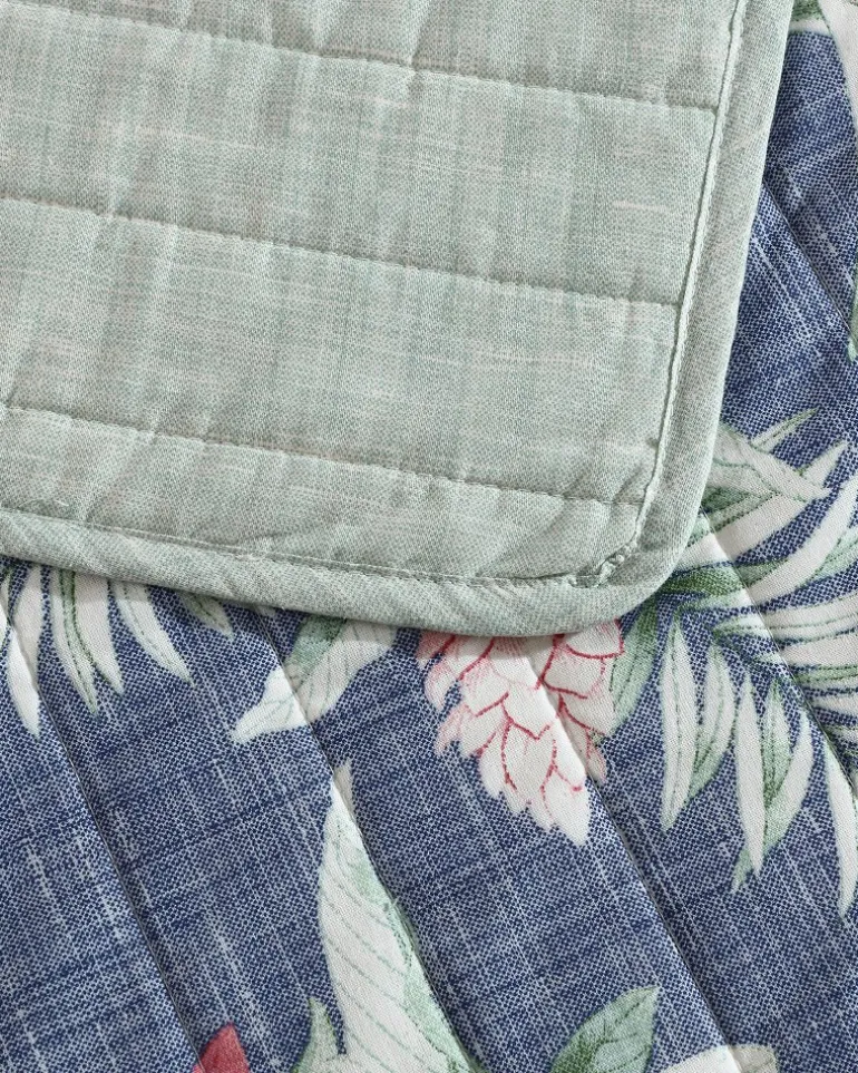 Shop Tommy Bahama Floral Enchantment Reversible 3-Piece King Quilt Set Deep Blue