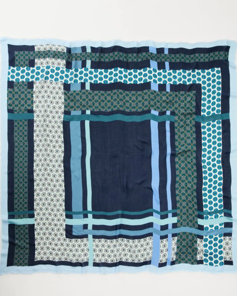 Cheap Tommy Bahama Foulard Patch Square Scarf Navy