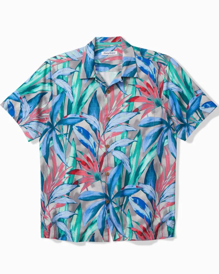 Clearance Tommy Bahama Frond Fest IslandZone® Camp Shirt Grey Thunder