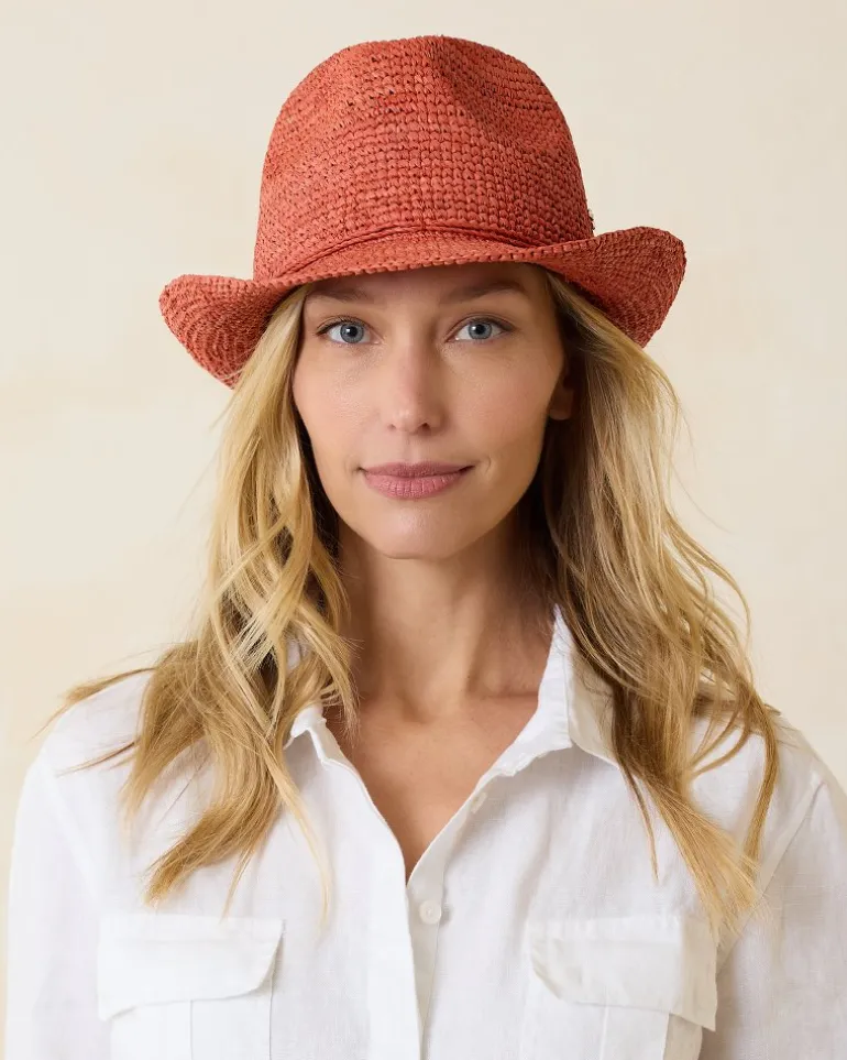 Best Sale Tommy Bahama Gigi Crochet Raffia Hat Hibiscus