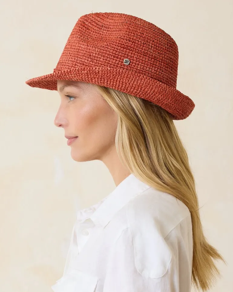 Best Sale Tommy Bahama Gigi Crochet Raffia Hat Hibiscus