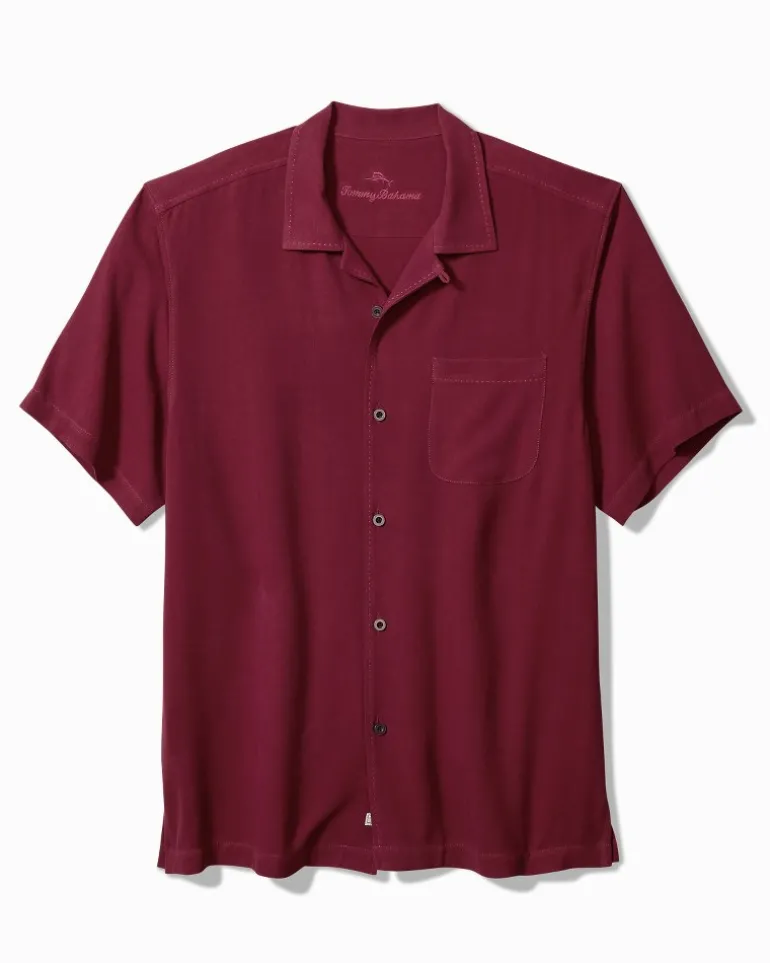 New Tommy Bahama Hawaiian Herringbone Silk Camp Shirt Rhododendron
