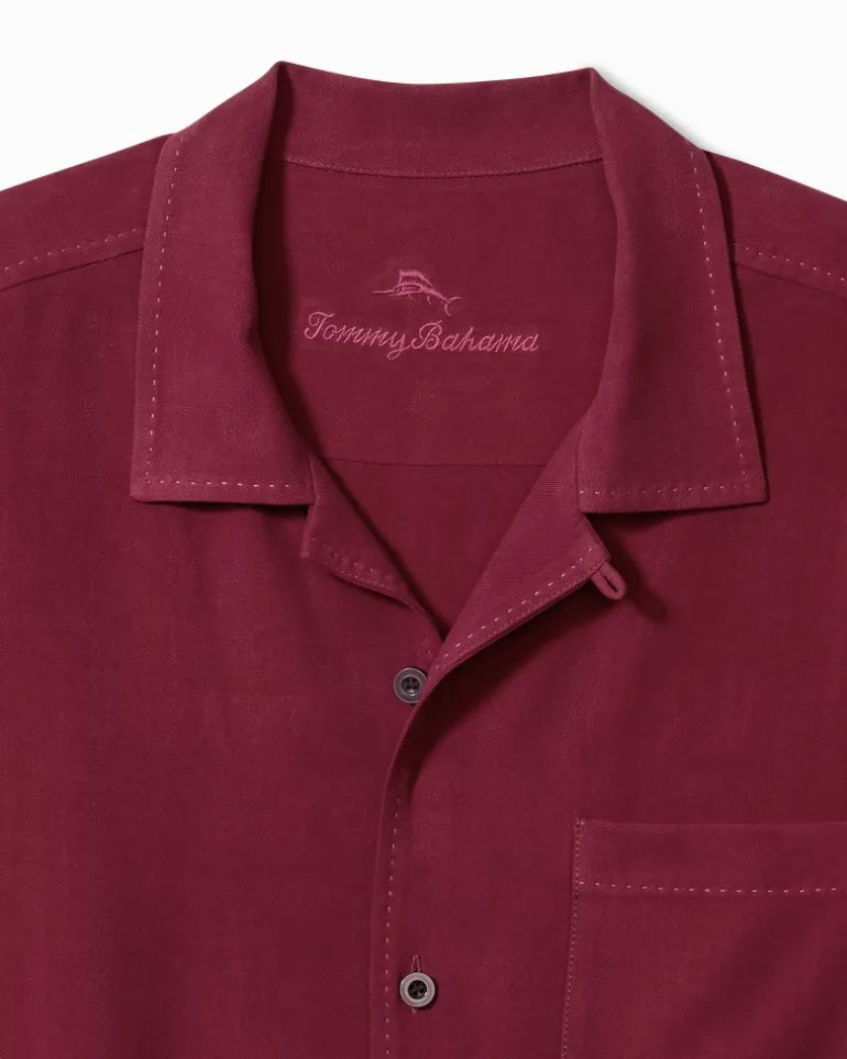 New Tommy Bahama Hawaiian Herringbone Silk Camp Shirt Rhododendron