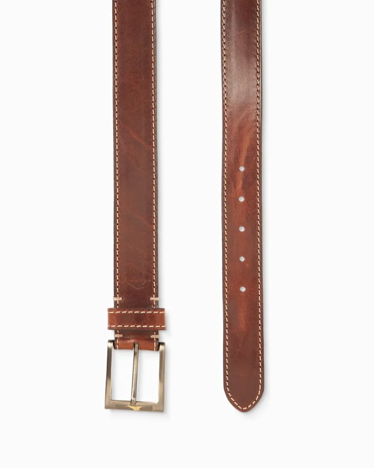 Flash Sale Tommy Bahama Heavy Stitch Leather Belt Brown
