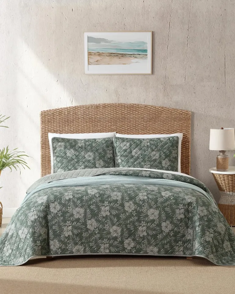 Flash Sale Tommy Bahama Hibiscus Reversible 3-Piece King Quilt Set Jungle