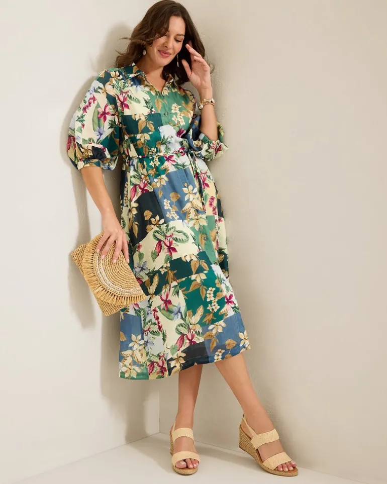 New Tommy Bahama Hightide Flora Midi Shirt Dress Bonsai