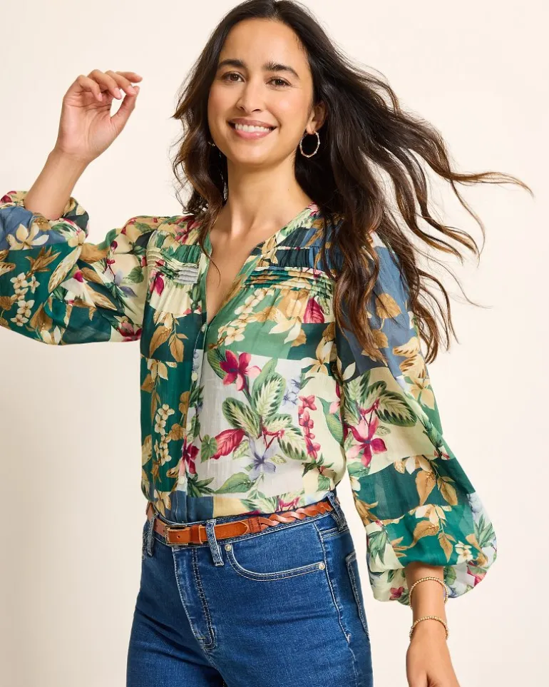 Cheap Tommy Bahama Hightide Flora Pintuck Blouse Bonsai